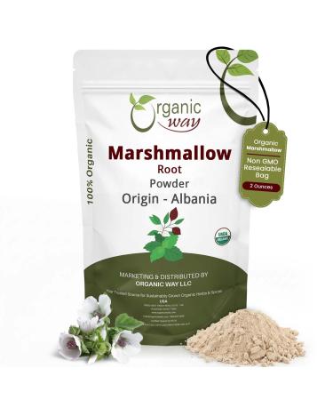 Organic Way Marshmallow Root Powder (Althaea Officinalis) - Herbal Tea | European Wild-Harvest | Organic & Kosher Certified | Vegan Non GMO & Gluten Free | USDA Certified | Origin - Albania (2Oz.) 2 Ounce (Pack of 1)
