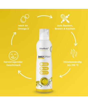 Vitalbodyplus DailySpray 800 Portions | 2 kcal Non-Stick Cooking Spray for Roasting Grilling & Baking | Ideal for Weight Loss | Certified Rapeseed Oil - Buy Online on GoSupps.com