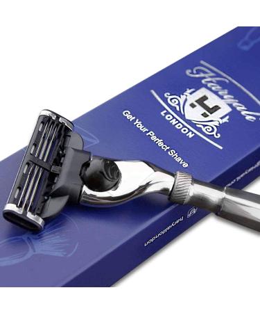 Haryali London 3 Edge Cartridge Razor - Stainless Steel Long Handle Men s Beard & Mustache Shaver for Perfect Shave - Buy Online on GoSupps.com