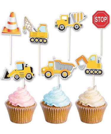 35-Pack Construction Cupcake Toppers Picks for Kids Birthday Party Decorations - Dump Truck, Excavator, Tractor Theme - Buy Online on GoSupps.com