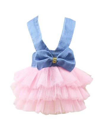 Petyoung Dog Princess Dress Pet Bowknot Fairy Mesh Dress Clothes Costume Clothing Tutu Skirt for Dog Cat XS