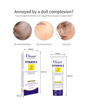 DISAAR Beauty Vitamin E Moisturizing Facial Wash Sunflowers Oil Cleans Pores Skin Smooth 100ml/3.38fi.oz - Buy Online on GoSupps.com