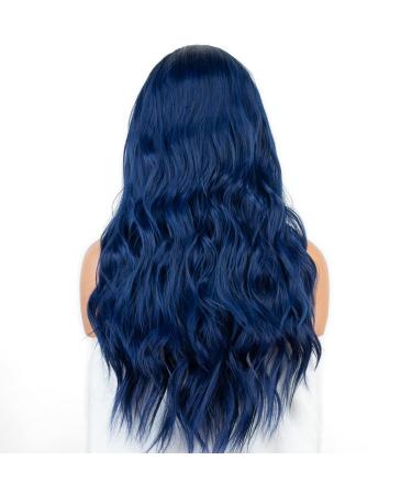 22 Inch Dark Blue Headband Wig for Black Women - Synthetic Glueless Long Wavy Wig with Attached Headbands for Natural Look - Buy Online on GoSupps.com