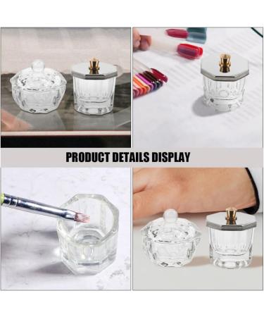 FOMIYES Crystal Glass Nail Dappen Cup with Metal Lid Manicure Nail Dish Nail Liquid Dish Monomer Dappen Dish Bowl for Acrylic Liquid Powder - Buy Online on GoSupps.com