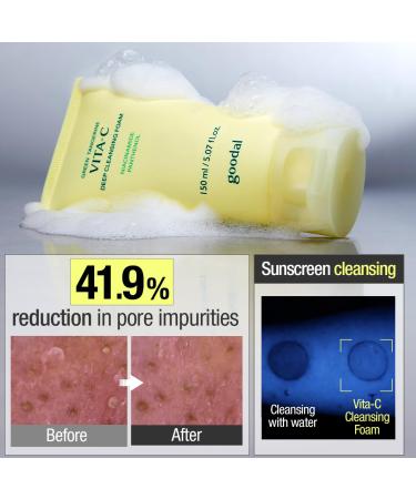 GOODAL Green Tangerine Vitamin C Cleansing Foam for Sensitive Skin | Gentle Formula for Deep Cleansing Rich Daily Foaming Face Wash Non-Irritating Clarifying Moisturizing (5.07 fl oz) - Buy Online on GoSupps.com