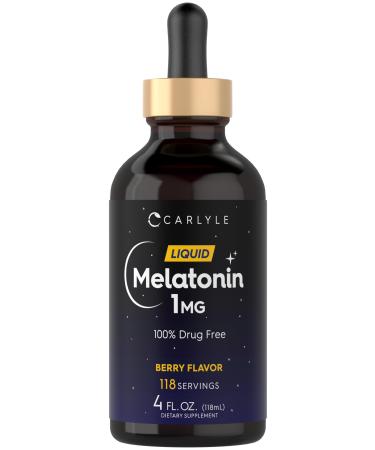 Carlyle Melatonin Liquid 1mg | 4 fl oz Drops | Berry Flavor | Non-GMO Vegetarian Supplement