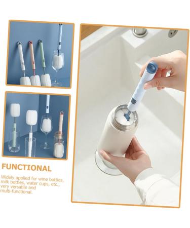 Solustre 4-Piece Sponge Cup Brush Set | Flexible Bottle Cleaning Brushes for Glassware Baby Pots & Milk Cups - Long Handle PP Cleaning Tools - Buy Online on GoSupps.com