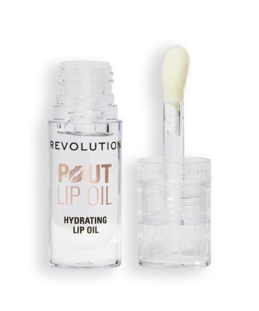 Revolution Huile L vres Pout - Huile Nourrissante L vres Teint e pour une Brillance clatante et un Fini Non Collant V gan & Sans Cruaut Litchi Transparent 4 ml