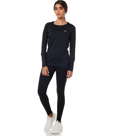 Under Armour Women's HeatGear Long-Sleeve T-Shirt - Black/Metallic Silver - Small - Buy Online on GoSupps.com