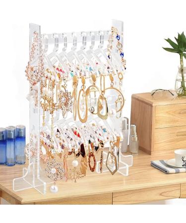 Earring Holder Earrings Organizers with Mini Hanger 2 Tier Jewelry Display Stand Acrylic Necklace Holder Decorative Jewelry Tree for Earrings Pendant Keychains Earring Holder Organizer/406 Transparent - Buy Online on GoSupps.com