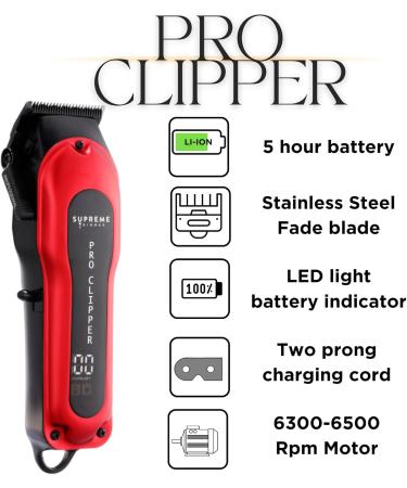 Hair Clipper by Supreme Trimmer - STC5030 Professional Clipper Set (300 Min Run Time) Cordless Beard Trimmer Red Pro Clipper Fade Blade Fade Clipper Gold red silver black - Buy Online on GoSupps.com