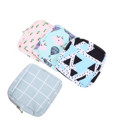 Hapinary 4 pieces of storage bags for women's binding time pocket tampon holder for women feminine product bag Hygiene bag Teenager pads documents tag bag girl polyester color sorted B 15x15x4cm