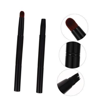 FRCOLOR Retractable Eyebrow Brush Set - 6 Pcs Angled Makeup Brushes & Mini Eyeliner Tool | Travel-Friendly Cosmetic Brushes in Black - Buy Online on GoSupps.com