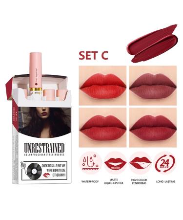 4 Colors Matte Lip Gloss Set | Long-Lasting Waterproof Velvet Lipstick | 24-Hour Lip Stain for Ladies - Buy Online on GoSupps.com