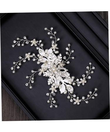 Ipetboom Silver Hair Clip Pearl Hair Accessories Diamond Headpiece Bridal Hair Clip Pearl Hair Pin Crystal Headpiece Pearl Tiara Rhinestone Barrettes Manual Flower Head Bride - Buy Online on GoSupps.com