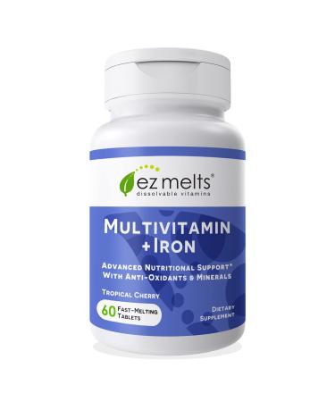 EZ Melts Dissolvable Multivitamin with Iron for Women & Men Sugar-Free 1-Month Supply