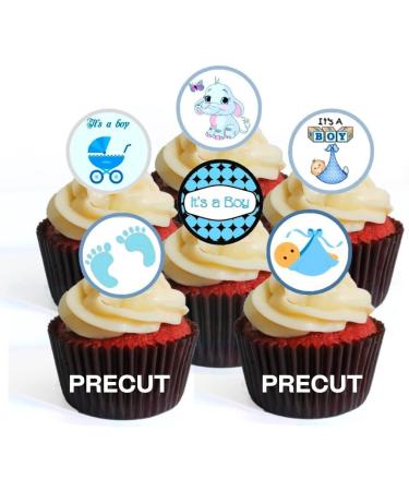 48 PRECUT Its A Boy Mix Edible Mini Cupcake Toppers Baby Shower Birth Edible Mini Cupcake Toppers - Premium Thickness SWEETENED Vanilla - Wafer Card disc Cake Decorations 48 UNCUT - Buy Online on GoSupps.com