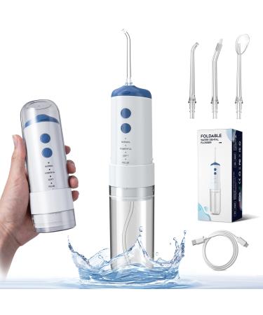 Cordless Water Flosser for Teeth Cleaner - 4 Modes Water Dental Flosser Water Teeth Pick Oral Irrigator Portable & Rechargeable IPX7 Waterproof Water Jet Floss for Home Travel by Megainvo Blue