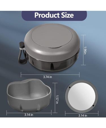 Denture Bath Case Kit with Cleaner Brush - Leakproof Portable Retainer Case for Travel with Strainer & Mirror - Grey - Buy Online on GoSupps.com