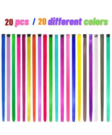 Colorful Panda 20-Piece Colored Hair Extension Clips - Rainbow Synthetic Hair Strands for Women Girls & Kids | Perfect for Parties & Festivals - Buy Online on GoSupps.com