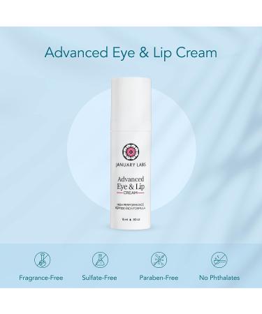 January Labs Advanced Eye and Lip Cream - High-Performance Dark Circle and Puffiness Treatment - Nourishing Anti-Wrinkle Formula with Tri-Peptide Blend - 15mL - Buy Online on GoSupps.com