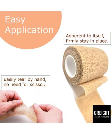 Self Adhesive Bandage Wrap 2 Inch x 5 Yards - Breathable Athletic Cohesive Bandage for Sports Injuries Ankle Knee & Wrist Sprains (Pack of 6 Tan) - International Shipping Available - Buy Online on GoSupps.com