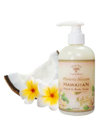 Island Soap & Candle Works Botanical Liquid Hand Soap - Vegan Hand Soap for Men and Women - Luxury Skincare for Bathroom - Hawaiian Gifts for Sensitive Skin - Plumeria - 8.5 Ounce Bottle