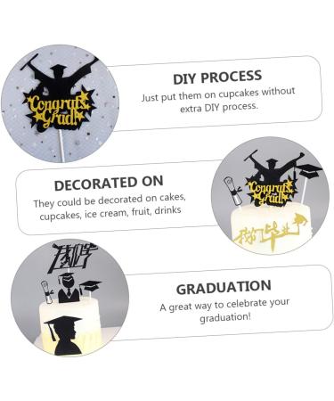 Vaguelly 60 Pcs Insert Card Birthday Party Treat Picks Party Supplies Graduation Grad Cap Cupcake Topper Cake Decoration Picks Food Decor Cake Insert Topper Decorations Birthday Cake Paper - Buy Online on GoSupps.com