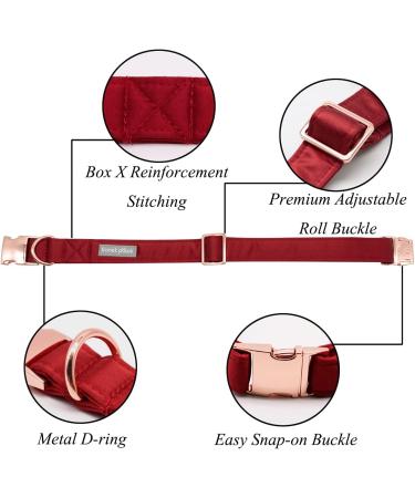 Comfortable Lionet Paws Dog Collar with Removable Fly - Silk Collar for Small Dogs (Neck 25-40cm) | Red - Buy Online on GoSupps.com