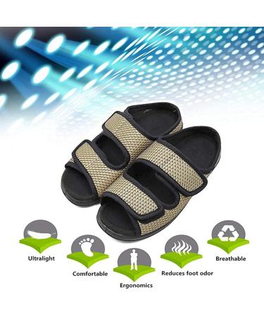 QDCZDQ Diabetic Sandals Extra Wide Width Open Toe Adjustable Walking Shoes for Women with Swollen Feet - Kaki - Size 5 US - Buy Online on GoSupps.com