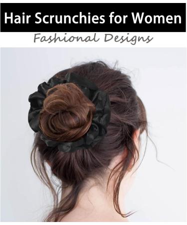 2 PCS Satin Silk Hair Scrunchies for Thick, Curly, and Thin Hair - Black & Brown - Buy Online on GoSupps.com