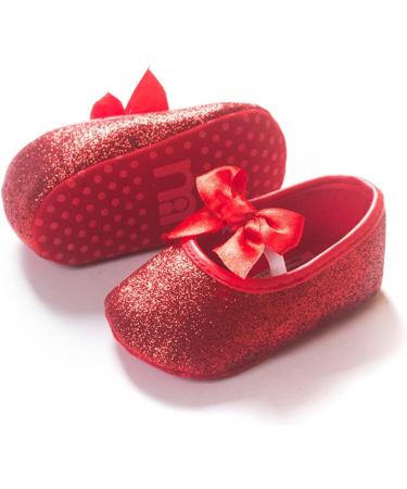 RVROVIC Baby Girl Moccasins | Soft Sole Princess Sparkly Shoes 0-6 Months | Red Infant Prewalker - Buy Online on GoSupps.com
