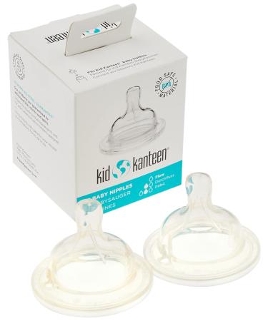 Klean Kanteen Kid Kanteen Wide Mouth Medical Grade Silicone Baby Bottle Nipple 2 Pack Clear Medium Flow
