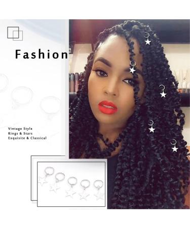 Silver Star Braid Hair Clips - 5PCS Dreadlock Charms for Women and Girls - Buy Online on GoSupps.com