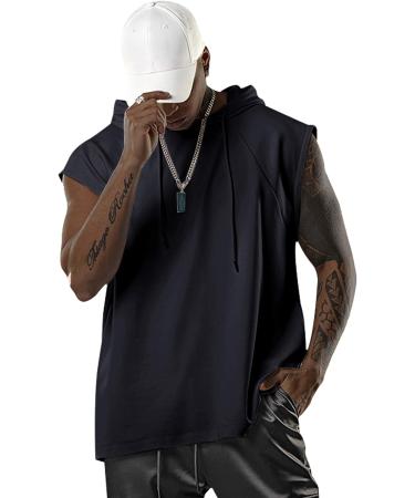 Aixdir Men's Black Workout Hooded Tank Top - Sleeveless Muscle Cut Off T-Shirt for Gym - Buy Online on GoSupps.com