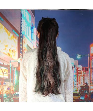 Horsetail Wig for Women - Long Curly Clip-On Ponytail in Black & Arctic Green | Fluffy Hip Hop Hairstyle - Buy Online on GoSupps.com