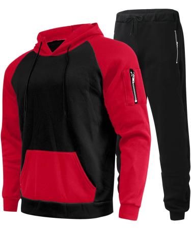 Hanxiulin Men's Cotton Training Suit - Red Jogging & Sports Suit Set (3XL) for Ultimate Comfort & Performance - Buy Online on GoSupps.com