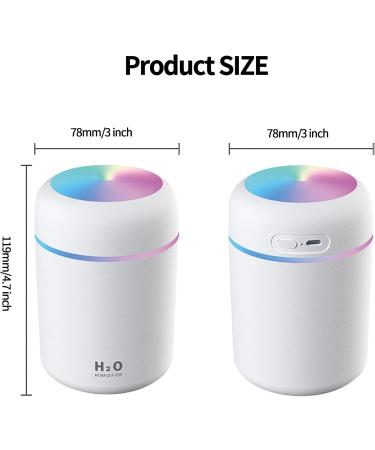 Portable Mini Humidifiers Colorful Cool Mini Cute Humidifier Essential Oil Diffuser Aroma Essential Oil USB Cool Mist Humidifier 2 Adjustable Mist Modes Super Quiet for Car Office Bedroom(White) - Buy Online on GoSupps.com