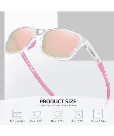 MEETSUN Polarized Sports Sunglasses | Transparent Frame-pink Mirror Lens | UV400 Protection for Men and Women - Buy Online on GoSupps.com