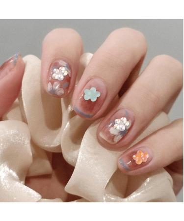 100pcs Flat Back Beads Nail 3D Flower Rhinestones Mix Aurora Five-Petal Flower Charms for Nail Art DIY 6mm - Buy Online on GoSupps.com