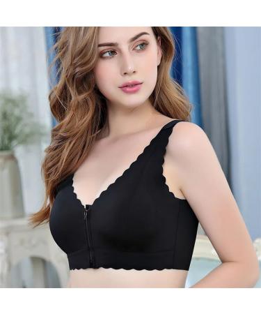 Luxrub Wireless Mastectomy Bralette for Women - Front Zipper Ice Skating Bra Complete Coverage with Pocket - Black - Buy Online on GoSupps.com