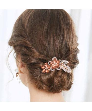 Bohend Rhinestone Flower Hair Comb - Champagne Wedding Hair Accessories for Women & Girls - Buy Online on GoSupps.com