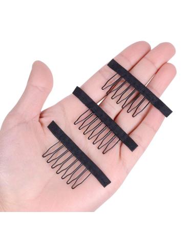 24pcs Black Wig Combs with 7-Teeth Steel Teeth for Wig Making & Hairpiece Caps - Wig Accessories Tools - Buy Online on GoSupps.com