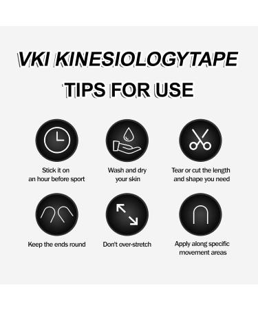 VKI Kinesiology Tape - 4 Rolls (65.6 FT) Hypoallergenic Athletic Tape for Joint Support & Muscle Pain Relief - Water Resistant Black Strips - Buy Online on GoSupps.com