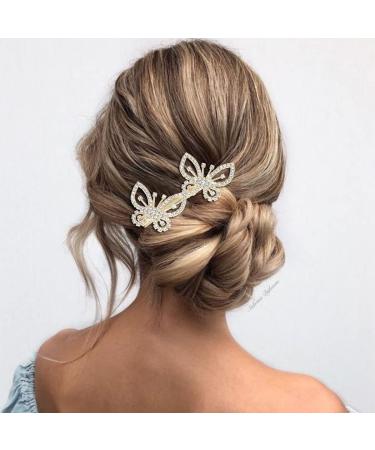 Bartosi Sparkling Rhinestone Butterfly Hair Clips - Pack of 2 | Wedding Hair Accessories for Women and Girls - Buy Online on GoSupps.com