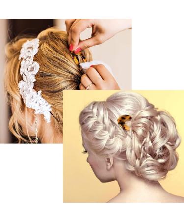 2 Pieces French Style U-shaped Hairpins Vintage Hair Pin Fork Sticks Cellulose Acetate Tortoise Shell Hair Pins for Women Girls Hair Accessories (Leopard Print) - Buy Online on GoSupps.com