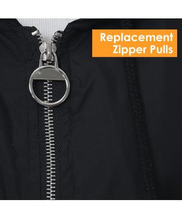 8 Pieces Metal Zipper Pulls for Zipper Repair | Replacement Zippers for Coats Jackets Boots & Backpacks - Black/Silver - Buy Online on GoSupps.com