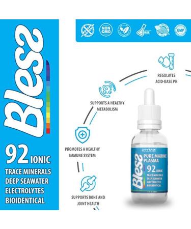 Bless Trace Minerals Electrolyte Drops - 92 Pure Ionic Minerals for Hydration & Energy - Supports Gut Health & Immune System - 1 Fl Oz - Buy Online on GoSupps.com