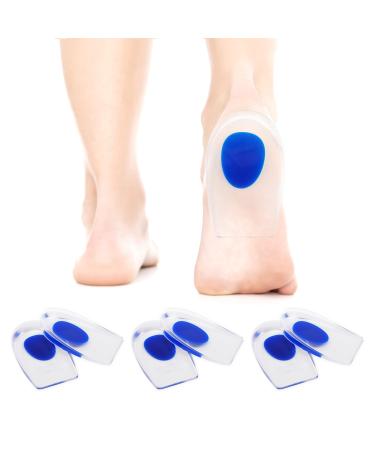 Clundoo soft gel heel pillow 3 pairs of heel spur inserts heel pillow orthopedic men and women for the heel and Achilles tendon (L) 3 pairs 40-45