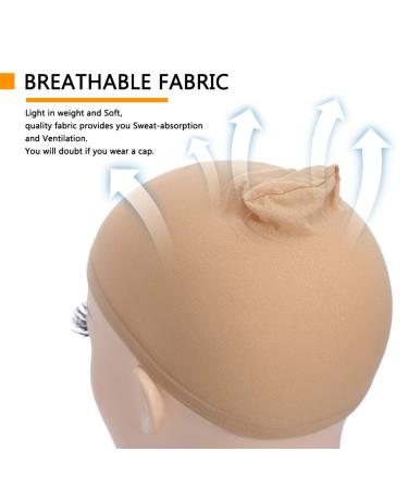 Lsybeauty 4 Pcs Light Brown Stretchy Nylon Wig Caps for Women, Men, and Children - Bald Cap for Wigs - Nude Wig Cap for Long Hair - Pack of 1 - Buy Online on GoSupps.com